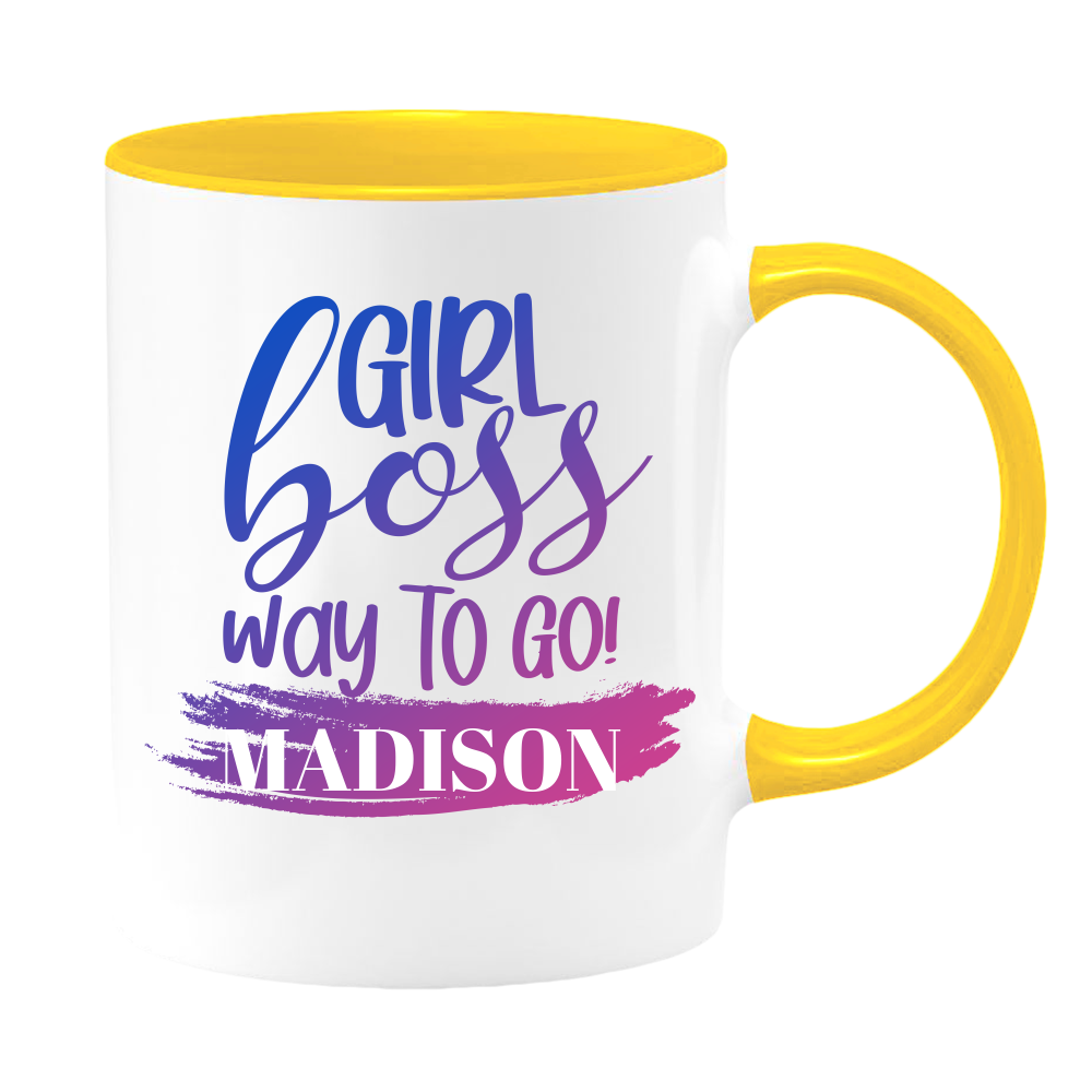 Girl Boss White Coffee Mug With Colored Inside & Handle - Mug Project