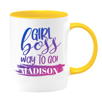 Girl Boss White Coffee Mug With Colored Inside & Handle - Mug Project