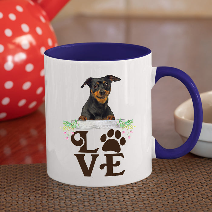 LOVE Miniature Pinscher  Coffee Mug Colored Inside and Handle - Mug Project | Funny Coffee Mugs, Unique Wine Tumblers & Gifts
