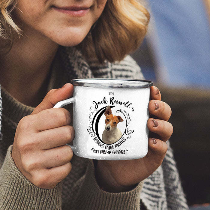My Jack Russell Leaves Paw Prints On My Heart Stainless Steel Camping Mug - Mug Project | Funny Coffee Mugs, Unique Wine Tumblers & Gifts