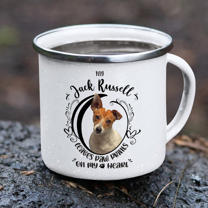 My Jack Russell Leaves Paw Prints On My Heart Stainless Steel Camping Mug - Mug Project | Funny Coffee Mugs, Unique Wine Tumblers & Gifts