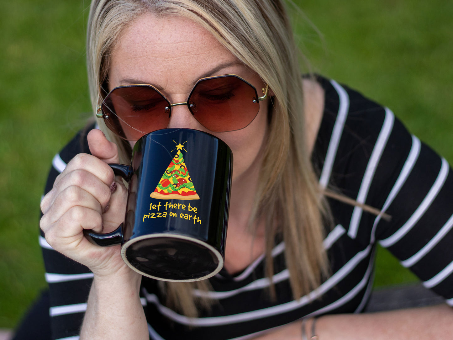 Ceramic Black Coffee Mug Pizza on Earth Holiday Mug Best Christmas Mug - Mug Project