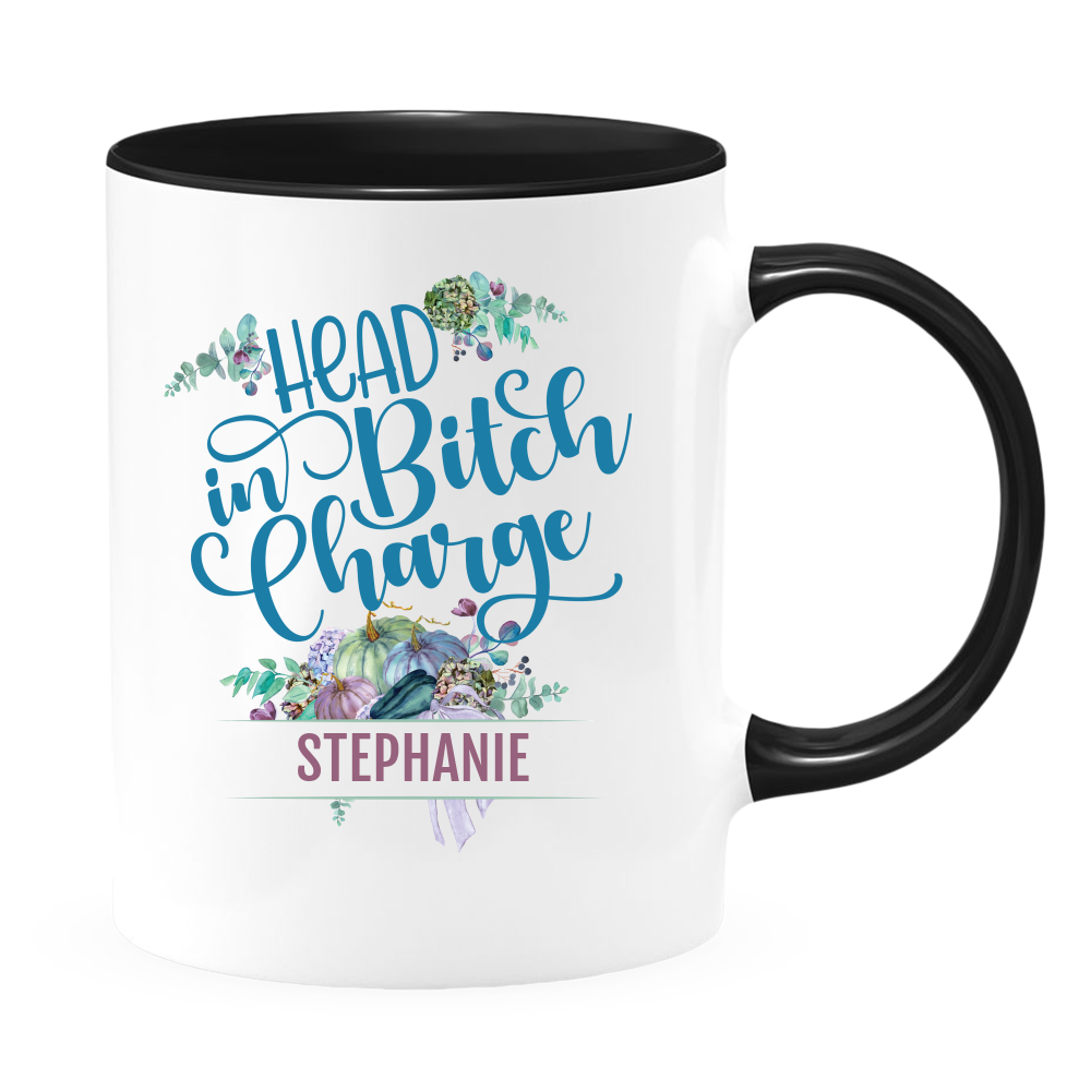 Tea Mug, Graphic Mug, Coffee Mug, Printed Mug, Coffee Cup, Head - Bitch White Coffee Mug With Colored Inside & Handle - Mug Project