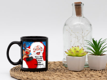 Ceramic Black Coffee Mug Santa Selfie Holiday Mug Best Christmas Mug - Mug Project