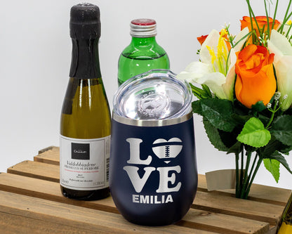 Love American Football - Wine Laser Etched Tumbler - Mug Project