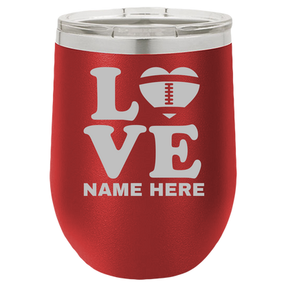 Love American Football - Wine Laser Etched Tumbler - Mug Project