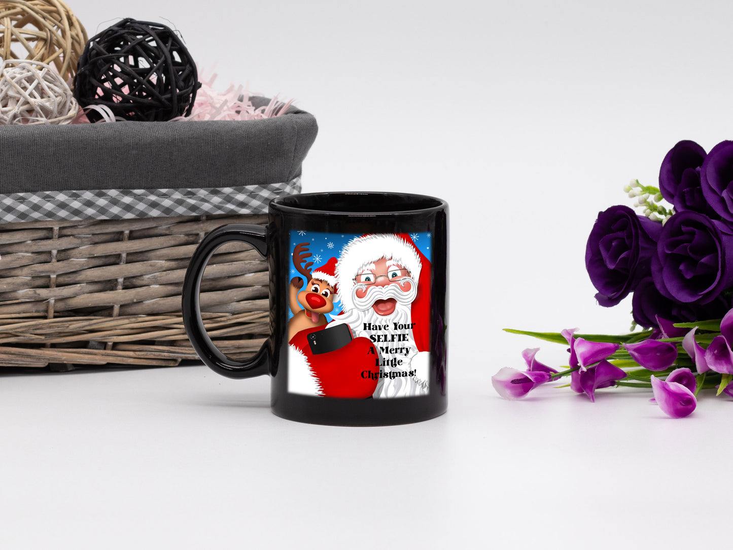 Ceramic Black Coffee Mug Santa Selfie Holiday Mug Best Christmas Mug - Mug Project