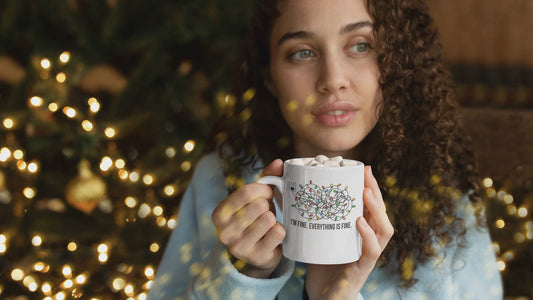 Ceramic White Coffee Mug I'm Fine Tea Cup Holiday Mug Best Christmas Mug