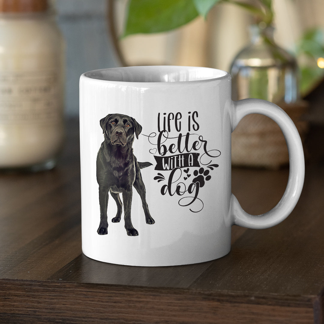 Printed Mug, Coffee Cup, Tea Mug, Graphic Mug, Coffee Mug, Life Is better Black  Lab - Mug Project