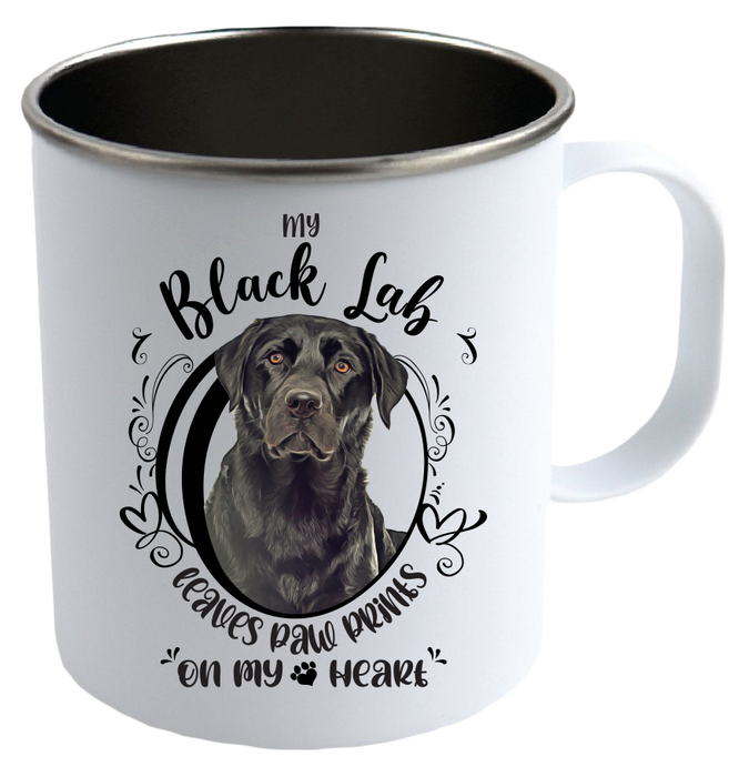 My Black Lab Leaves Paw Prints On My Heart Stainless Steel Camping Mug - Mug Project