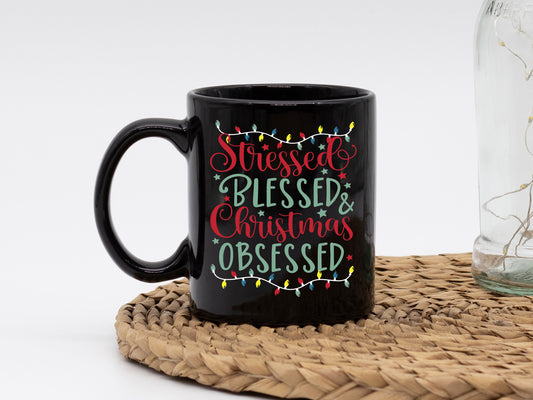 Stressed and Blessed Black Coffee Mug - Mug Project