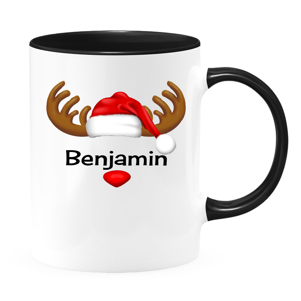 Reindeer White Coffee Mug With Colored Inside & Handle - Mug Project | Funny Coffee Mugs, Unique Wine Tumblers & Gifts