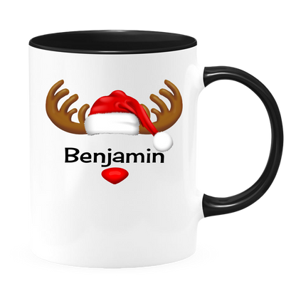 Reindeer White Coffee Mug With Colored Inside & Handle - Mug Project | Funny Coffee Mugs, Unique Wine Tumblers & Gifts