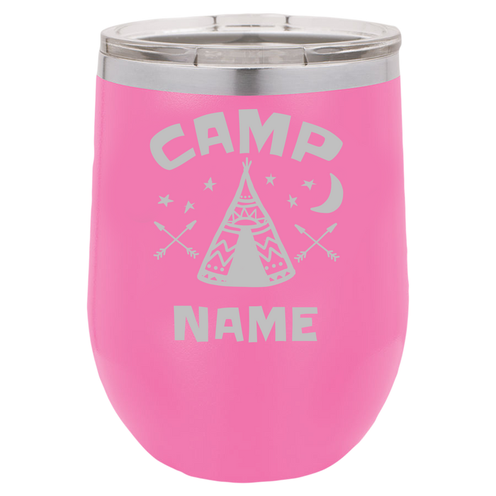 Camp Name - Wine Laser Etched Tumbler - Mug Project