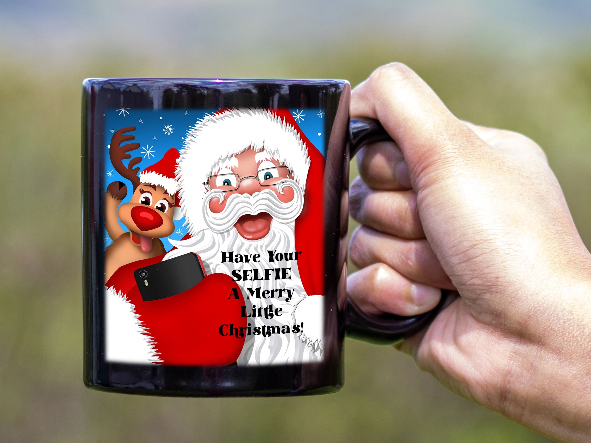 Ceramic Black Coffee Mug Santa Selfie Holiday Mug Best Christmas Mug - Mug Project