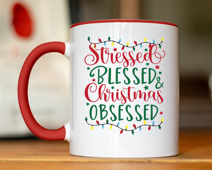 Stressed and Blessed White Coffee Mug With Colored Inside & Handle - Mug Project | Funny Coffee Mugs, Unique Wine Tumblers & Gifts