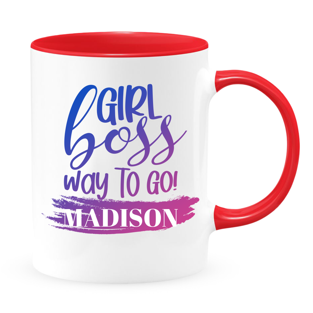 Girl Boss White Coffee Mug With Colored Inside & Handle - Mug Project