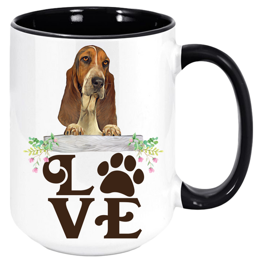 Tea Mug, Graphic Mug, Coffee Mug, Printed Mug, Coffee Cup, LOVE Basset Hound, Coffee Mug - Mug Project