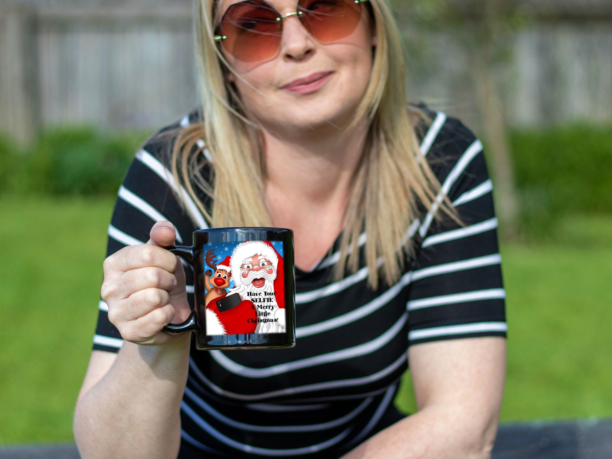 Ceramic Black Coffee Mug Santa Selfie Holiday Mug Best Christmas Mug - Mug Project