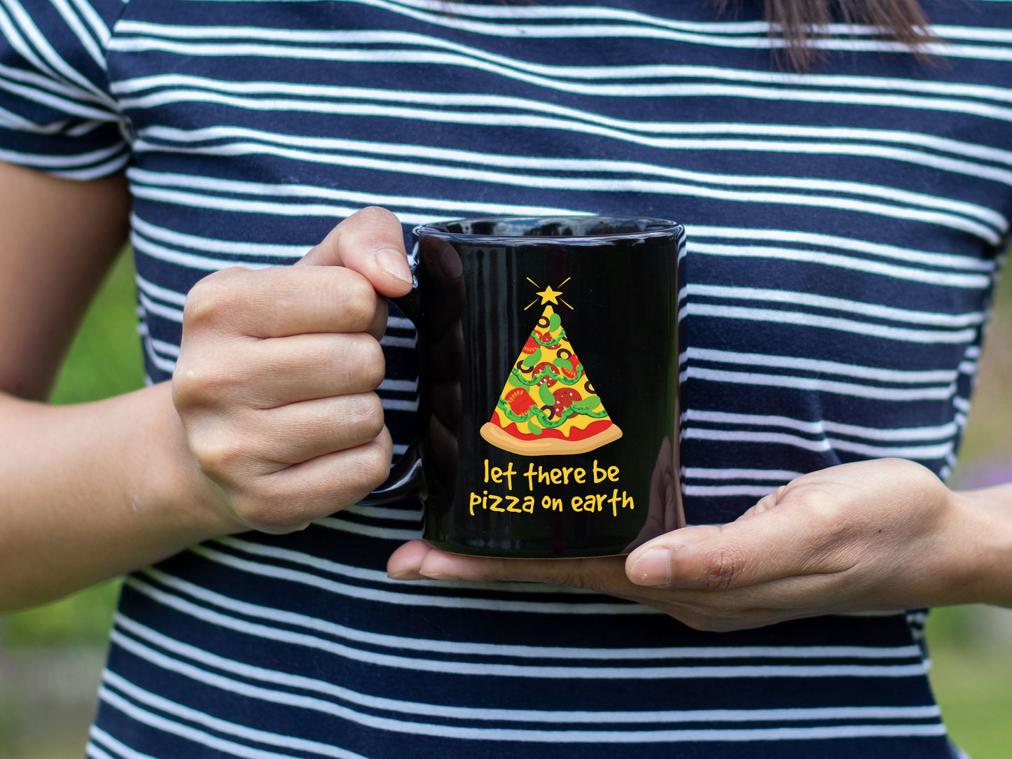 Ceramic Black Coffee Mug Pizza on Earth Holiday Mug Best Christmas Mug - Mug Project