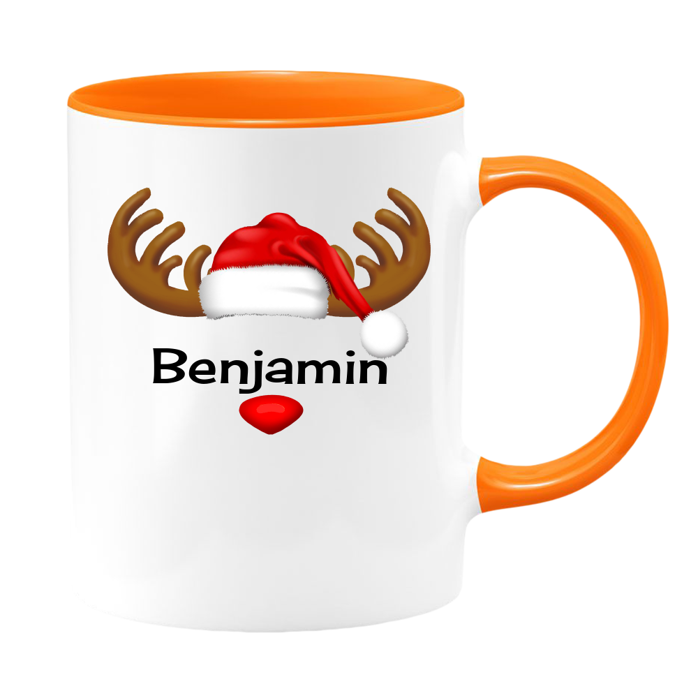 Reindeer White Coffee Mug With Colored Inside & Handle - Mug Project | Funny Coffee Mugs, Unique Wine Tumblers & Gifts