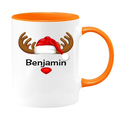 Reindeer White Coffee Mug With Colored Inside & Handle - Mug Project | Funny Coffee Mugs, Unique Wine Tumblers & Gifts