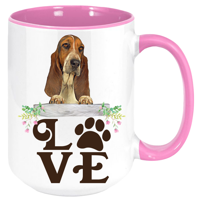 Tea Mug, Graphic Mug, Coffee Mug, Printed Mug, Coffee Cup, LOVE Basset Hound, Coffee Mug - Mug Project
