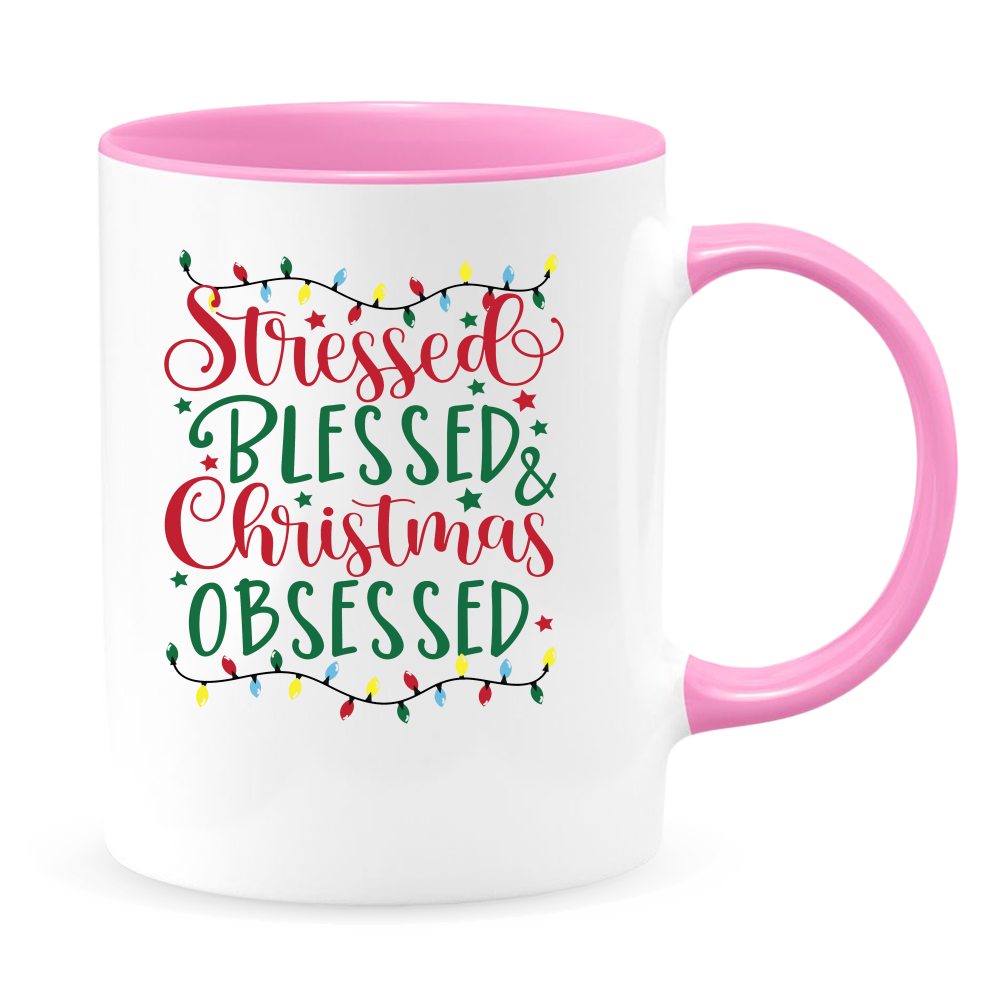 Stressed and Blessed White Coffee Mug With Colored Inside & Handle - Mug Project | Funny Coffee Mugs, Unique Wine Tumblers & Gifts