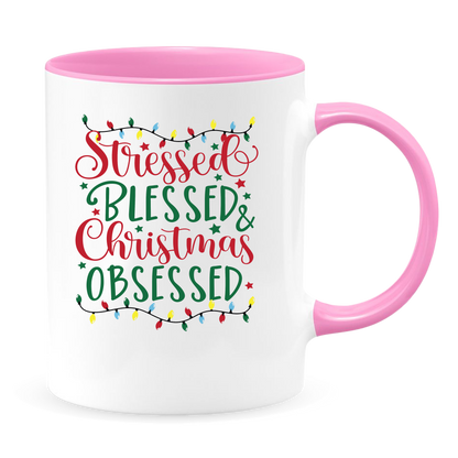 Stressed and Blessed White Coffee Mug With Colored Inside & Handle - Mug Project | Funny Coffee Mugs, Unique Wine Tumblers & Gifts