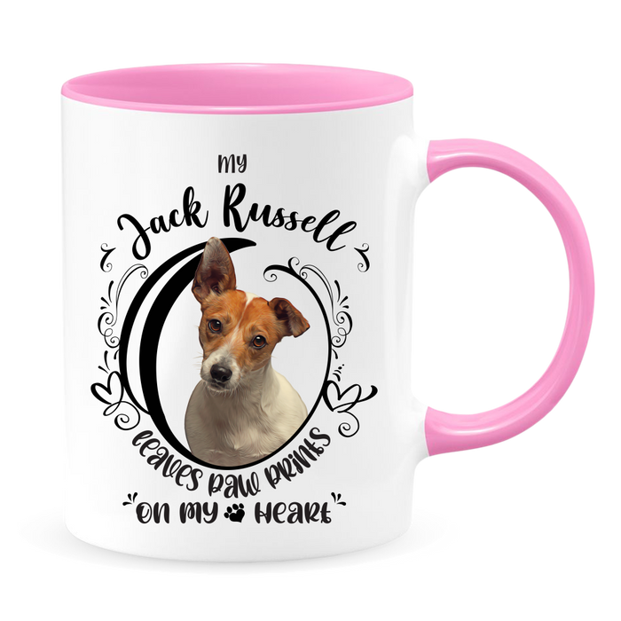 My Jack Russell Leaves Paw Prints On My Heart  Coffee Mug Colored Inside and Handle - Mug Project | Funny Coffee Mugs, Unique Wine Tumblers & Gifts
