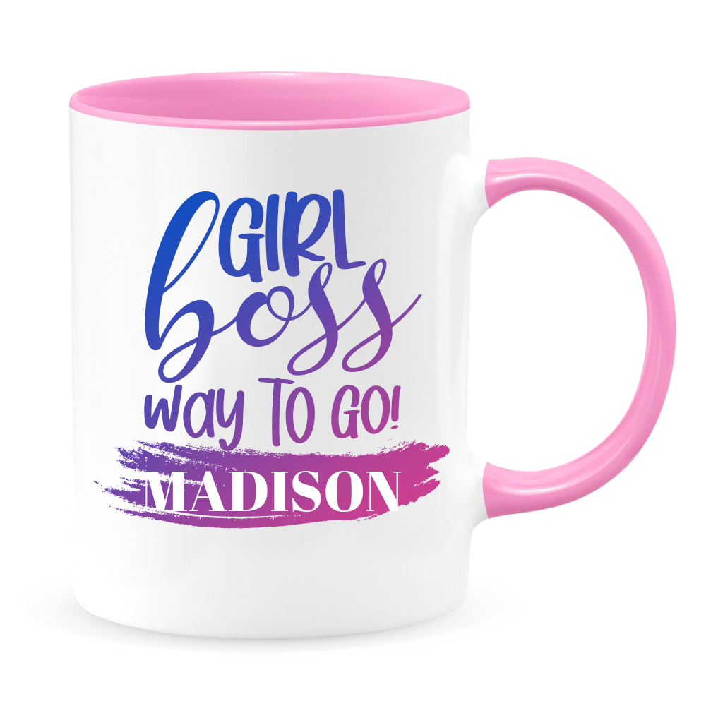 Girl Boss White Coffee Mug With Colored Inside & Handle - Mug Project