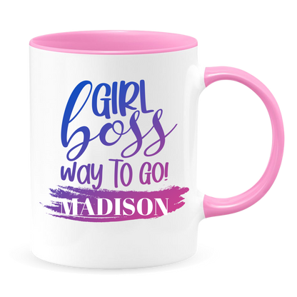 Girl Boss White Coffee Mug With Colored Inside & Handle - Mug Project