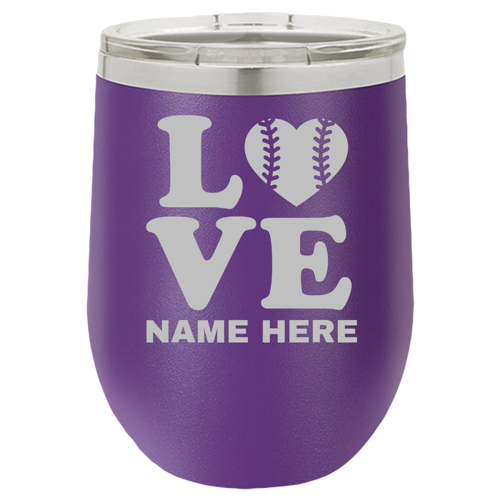 Love Baseball - Wine Laser Etched Tumbler - Mug Project
