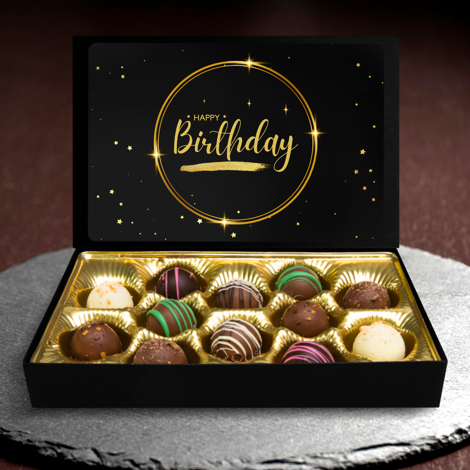 Happy Birthday, Birthday Chocolates, Black Box Chocolates - Mug Project