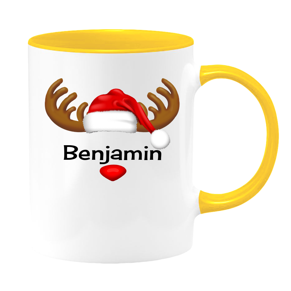 Reindeer White Coffee Mug With Colored Inside & Handle - Mug Project | Funny Coffee Mugs, Unique Wine Tumblers & Gifts