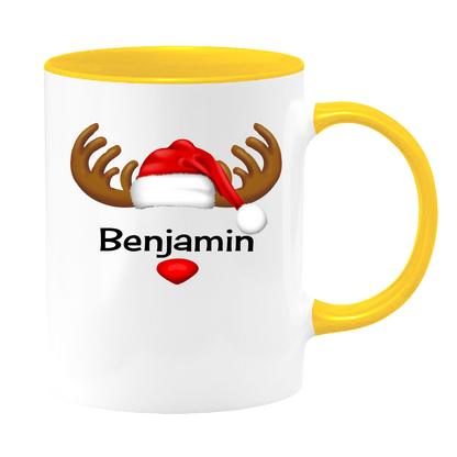 Reindeer White Coffee Mug With Colored Inside & Handle - Mug Project | Funny Coffee Mugs, Unique Wine Tumblers & Gifts