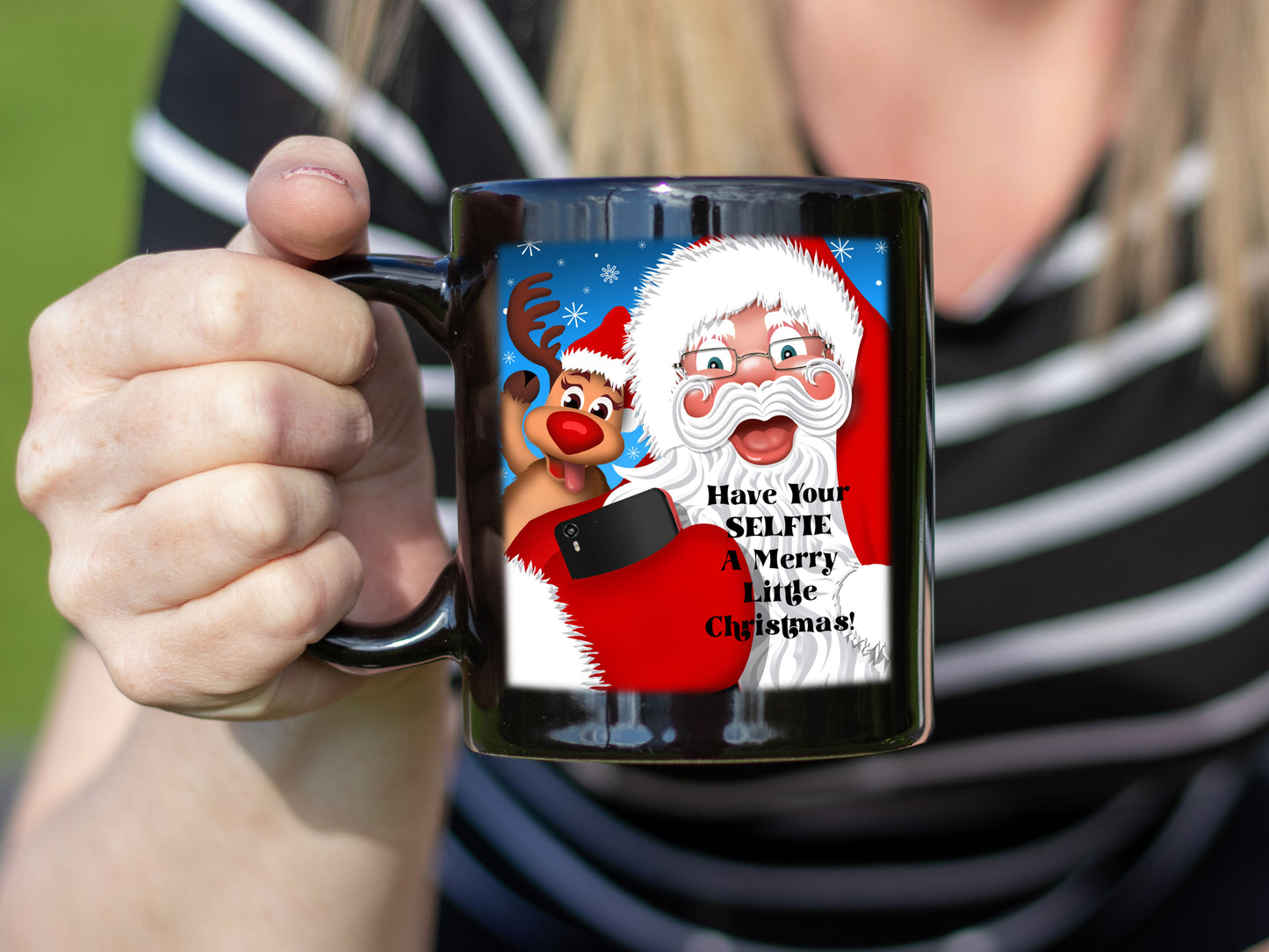 Ceramic Black Coffee Mug Santa Selfie Holiday Mug Best Christmas Mug - Mug Project