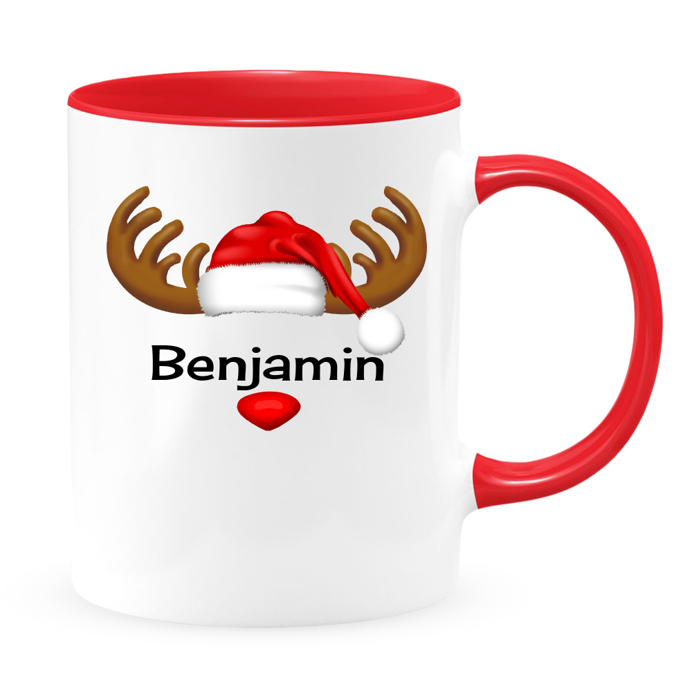 Reindeer White Coffee Mug With Colored Inside & Handle - Mug Project | Funny Coffee Mugs, Unique Wine Tumblers & Gifts