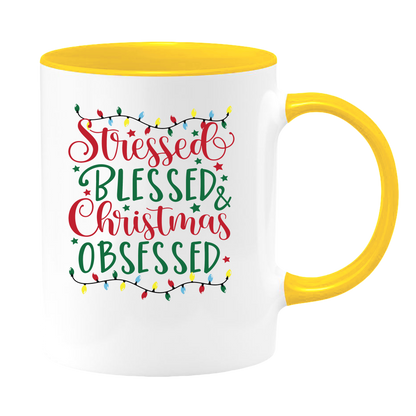 Stressed and Blessed White Coffee Mug With Colored Inside & Handle - Mug Project | Funny Coffee Mugs, Unique Wine Tumblers & Gifts