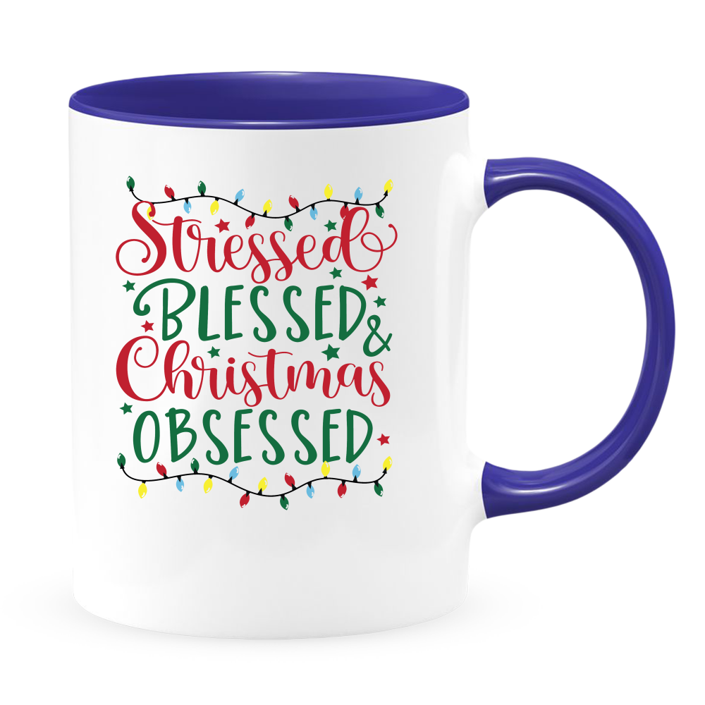 Stressed and Blessed White Coffee Mug With Colored Inside & Handle - Mug Project | Funny Coffee Mugs, Unique Wine Tumblers & Gifts