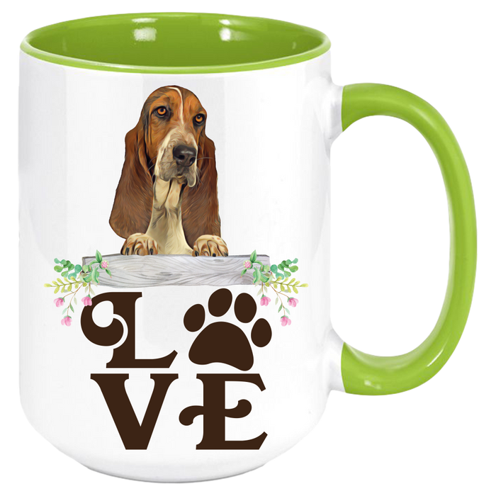 Tea Mug, Graphic Mug, Coffee Mug, Printed Mug, Coffee Cup, LOVE Basset Hound, Coffee Mug - Mug Project