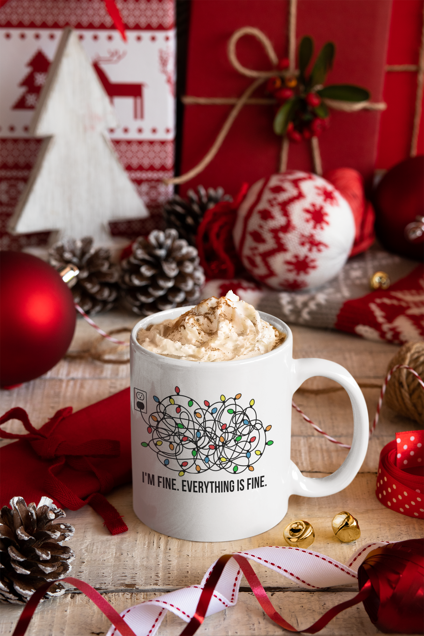 Ceramic White Coffee Mug I'm Fine Tea Cup Holiday Mug Best Christmas Mug - Mug Project