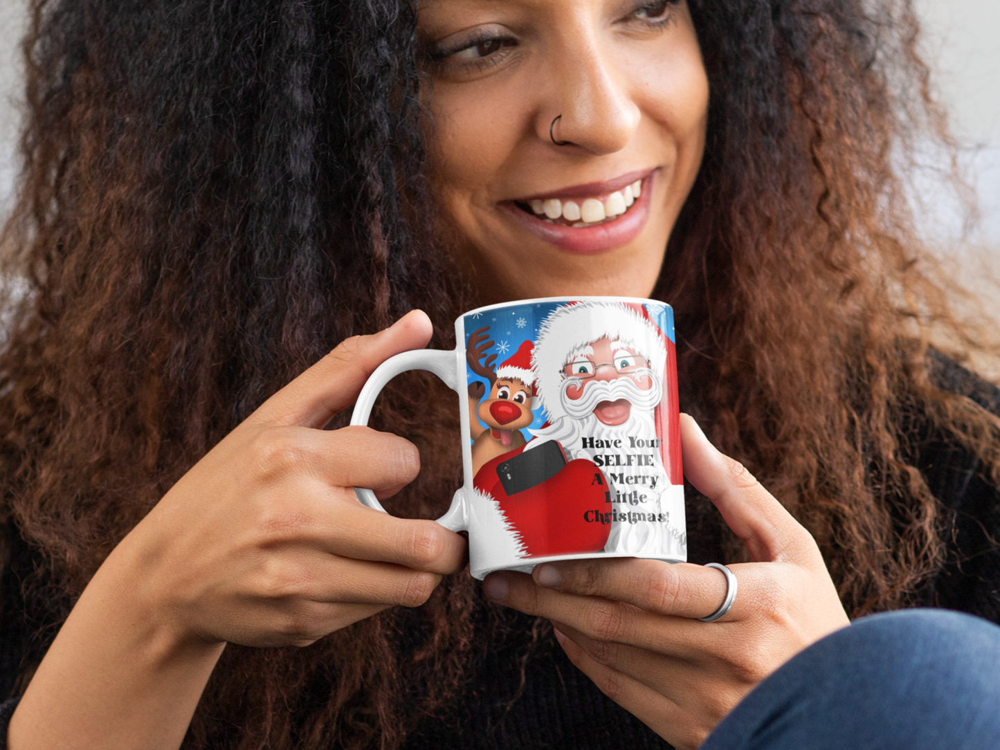 Ceramic White Coffee Mug Santa Selfie  Tea Cup Holiday Mug Best Christmas Mug - Mug Project